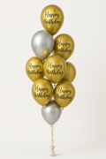 Zestaw Balonów lateksowych Happy Birthday złoto-srebny