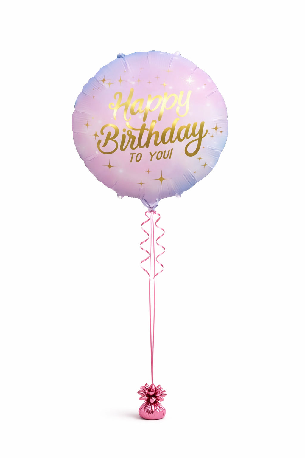 Balon okrągły różowo-niebieski z napisem happy birthday 45 cm