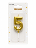 Świeczka klasyczna złota "5"