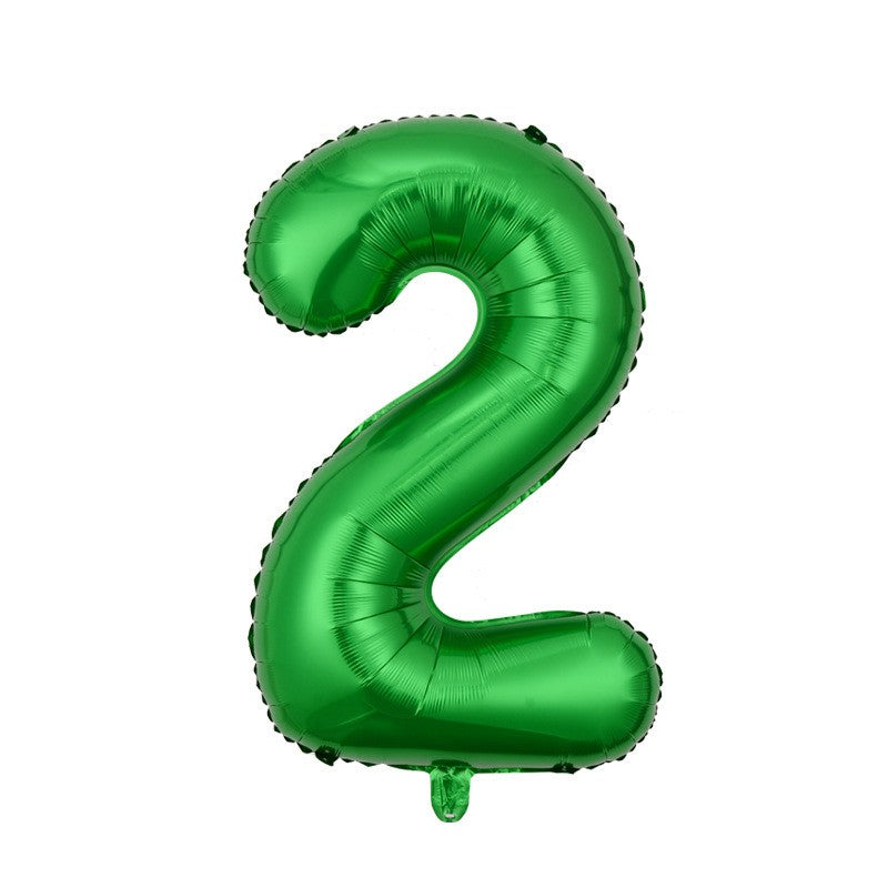 Balon foliowy cyfra 2 zielony - XXL 100cm