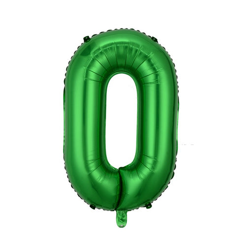 Balon foliowy cyfra 0 zielony - XXL 100cm