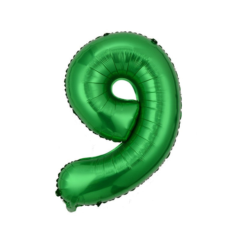Balon foliowy cyfra 9 zielony - XXL 100cm
