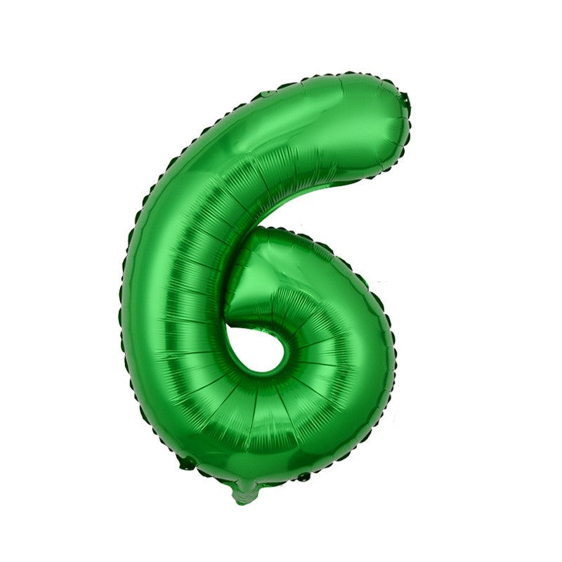 Balon foliowy cyfra 6 zielony - XXL 100cm