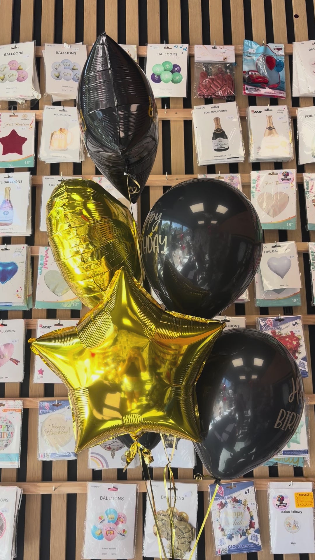 Zestaw DIY „Happy Birthday”: butla z helem + 6 balonów + żel Hi-Float